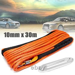 100ft 10mm Synthetic Winch Rope Hawse Hook Dyneema SK75 Self