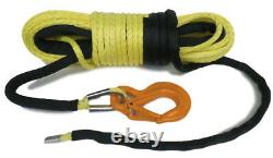 100ft 11mm Yellow Synthetic Winch Rope, & Hook 11800KG UHMPWE self recovery 4x4