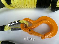 100ft 11mm Yellow Synthetic Winch Rope, & Hook 11800KG UHMPWE self recovery 4x4