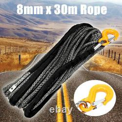100ft 8mm Synthetic Winch Rope Dyneema Off Road Self Recovery Rigging with Hook 