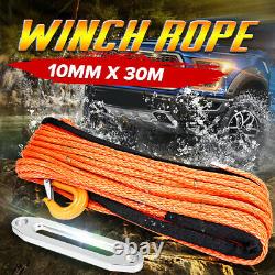 10mm 100ft Synthetic Winch Rope Hawse Hook Dyneema SK75 Self Recovery $