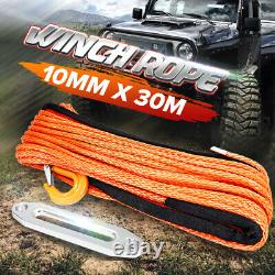 10mm 100ft Synthetic Winch Rope Hawse Hook Dyneema SK75 Self Recovery