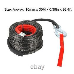 10mm 30m Synthetic Winch Rope Kit UV Resistant Tow Rope for Off Road Trucks