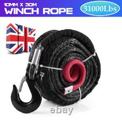 10mm X 30m Synthetic Winch Rope Kit UV Proof Wear Resistant Tow Rope Hook Belt