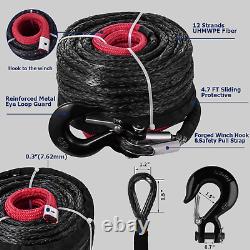 10mm X 30m Synthetic Winch Rope Kit UV Proof Wear Resistant Tow Rope Hook Belt