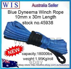 10mm x 30m Blue Synthetic Rope w 10 Aluminium Offset Fairlead, Boat Winch Cable