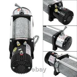 12V 13000lbs Electric Winch Recovery Synthetic Rope Wireless Remote Steel Wire
