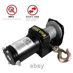 12V 2000Lb Towing Winches Waterproof Synthetic Rope Winch Electric Anchor Winch