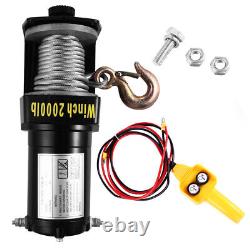 12V 2000Lb Towing Winches Waterproof Synthetic Rope Winch Electric Anchor Winch