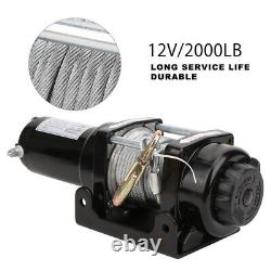 12V 2000Lb Towing Winches Waterproof Synthetic Rope Winch Electric Anchor Winch