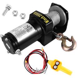 12V 2000Lb Waterproof Synthetic Rope Winch Truck Winch