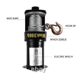 12V 2000Lb Winch Waterproof Synthetic Rope Winch Electric Anchor Winch