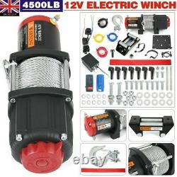 12V Electric Winch, 4500lb Synthetic Rope, Heavy Duty 4x4, ATV Recovery UK