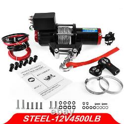 12V Electric Winch, 4500lb Synthetic Rope, Heavy Duty 4x4 Pulley