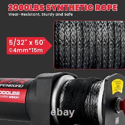 12 V Towing Off-Road Electric Winch with 5/32×50' Synthetic Rope, Wire Remote an