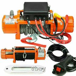 12v Electric Winch, 13500lb Synthetic Rope, Heavy Duty 4x4, ATV Recovery with 2RC