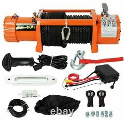 12v Electric Winch, 13500lb Synthetic Rope, Heavy Duty 4x4, ATV Recovery with 2RC