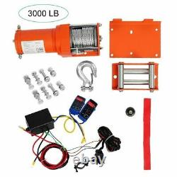 12v Electric Winch 3000lb Dyneema Synthetic Rope ATV, Off Road