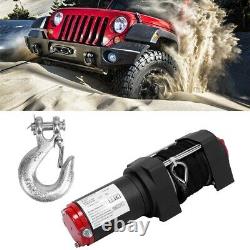 12v Electric Winch 3000lb Dyneema Synthetic Rope Remote Control Winch Cable