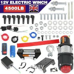 12v Electric Winch 4500lb Dyneema Synthetic Rope ATV, Off Road