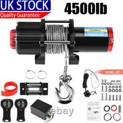 12v Electric Winch, 4500lb Synthetic Rope, Heavy Duty 4x4, ATV Recovery