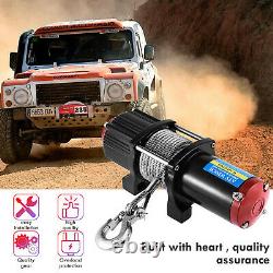 12v Electric Winch, 4500lb Synthetic Rope, Heavy Duty 4x4, ATV Recovery