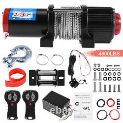 12v Electric Winch, 4500lb Synthetic Rope, Heavy Duty 4x4, ATV Recovery