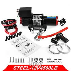 12v Electric Winch, 4500lb Synthetic Rope, Heavy Duty 4x4, ATV Recovery