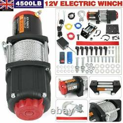 12v Electric Winch, 4500lb Synthetic Rope, Heavy Duty 4x4, ATV Recovery UK