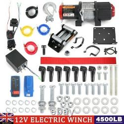 12v Electric Winch, 4500lb Synthetic Rope, Heavy Duty 4x4, ATV Recovery UK STOCK
