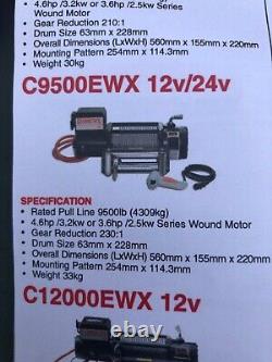 12v Winch Champion 9500EWX 4x4, recovery, off road, HD, synthetic rope