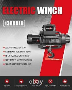 13000lb 12V Electric Winch Offroad with Synthetic Rope Remote Control for Car SUV