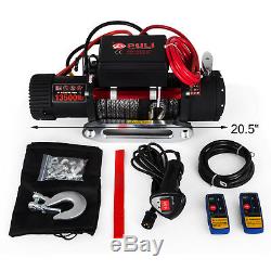 13500LBS 12V Electric Synthetic Rope Winch 6123.5Kg Gear Train Roller Fairlead