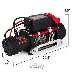 13500LBS 12V Electric Synthetic Rope Winch 6123.5Kg Gear Train Roller Fairlead