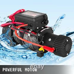 13500LBS 12V Electric Synthetic Rope Winch 6123.5Kg Gear Train Roller Fairlead