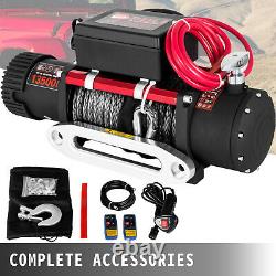 13500LBS 12V Electric Synthetic Rope Winch 6123.5Kg Gear Train Roller Fairlead