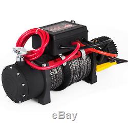 13500LBS 12V Electric Synthetic Rope Winch 6123.5Kg Gear Train Roller Fairlead