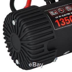 13500LBS 12V Electric Synthetic Rope Winch 6123.5Kg Gear Train Roller Fairlead