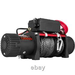 13500LBS 12V Electric Synthetic Rope Winch 6123.5Kg Gear Train Roller Fairlead