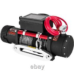13500LBS 12V Electric Synthetic Rope Winch Single Line 4-Way Remote Control