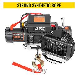 13500LBS Electric Synthetic Rope Winch 12V Recovery Truck Roller Fairlead