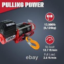13500Lb Truck Winch, 12-Volt Electric Winch with 2 Wireless Remotes and Synthetic