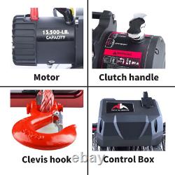 13500 Lb Waterproof Synthetic Red Rope Winch Load Capacity Electric Winch Kit, Wi