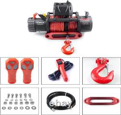 13500 Lb Waterproof Synthetic Red Rope Winch Load Capacity Electric Winch Kit, Wi