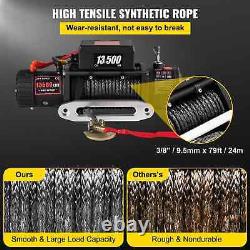 13500 Lbs 12v Electric Winch Synthetic Tow Rope Winch 27m/92ft Lifting S17