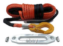 15mm heavy duty Synthetic Winch Rope, Hawse & Hook UHMWPE 24 metres 78 feet long