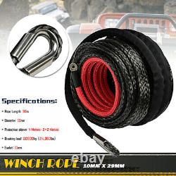 24360 pounds 4WD Winch Rope 10mm x 30m Synthetic Dyneema Tow Recovery Cable #F