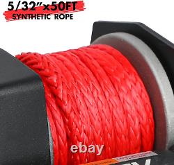 2500Lbs Electric Winch 12V Synthetic Rope Nylon Towing Winches for ATV UTV Boat