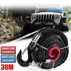 26500LBS 3/8x100ft Synthetic Winch Rope Winch Line Cable Rope withWinch Hook