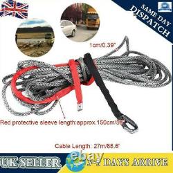27m10mm Synthetic Winch Line Cable Rope 20500 LBs Heavy Duty SUV ATV Durable